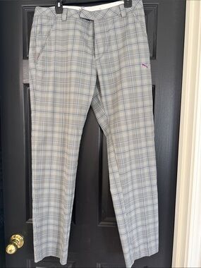 Puma Men’s Light Gray Plaid Chino Pants